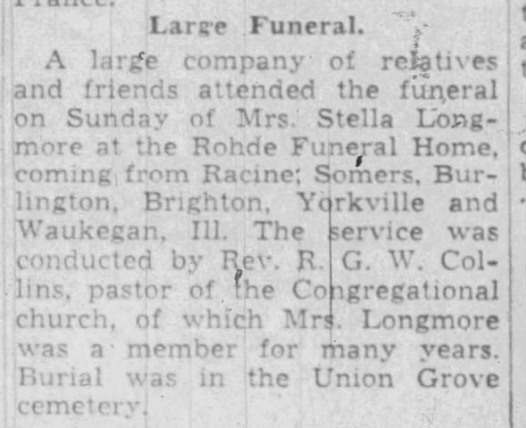 may 1945 Stella Longmore obit